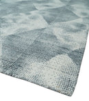 8x10 Ivory, Silver and Gray Modern Geometrical Handmade Art Silk Area Rug