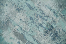 8x10 Ivory, Silver and Teal Modern Abstract Hand Loomed Blended wool and Art silk Area Rug