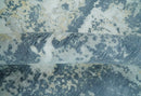 8x10 Ivory, Teal and Beige Modern Abstract Hand Loomed Blended wool and Art silk Area Rug