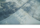 8x10 Ivory, Teal and Beige Modern Abstract Hand Loomed Blended wool and Art silk Area Rug
