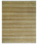 8x10 Modern Geometric Trellis Scandinavian Hand Knotted Beige, Camel and Ivory Wool Area Rug