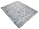 Modern Silver And Gray Hand Knotted Bamboo Silk 8x10 Area Rug