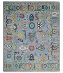 8x10 and 9x12 Modern Oushak Hand Knotted Persian Purple and multi Colorful Wool Area Rug | TRDCP858