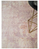 8x10 Pink and Beige Hand Loomed Damask Design Bamboo Silk Area Rug