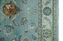 8x10 Premium Blue, Ivory and Green Traditional Floral Hand knotted wool Area Rug