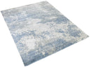 Modern Abstract Blue and Ivory Hand Loom 8x10 Viscose Area Rug