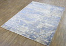 Modern Abstract Blue And Beige Hand loom 8x10 Viscose Area Rug