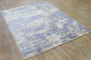 Modern Abstract Blue And Beige Hand loom 8x10 Viscose Area Rug