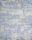 Modern Abstract Blue And Beige Hand loom 8x10 Viscose Area Rug