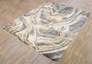 Modern Abstract Beige And Gray Hand Loom 8x10 Wool Rug