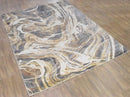 Modern Abstract Beige And Gray Hand Loom 8x10 Wool Rug