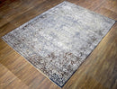 Traditional Gray And Brown Hand Knotted Wool 8x10 Area Rug