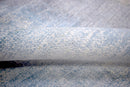 Modern Abstract Blue And Ivory Hand Knotted Bamboo Silk Area Rug