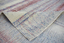 Modern Abstract Rust And Blue Hand Knotted Bamboo Silk 8x10 Area Rug