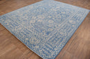Traditional Blue and Beige Hand Knotted 8x10 Wool Area Rug