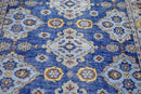 Traditional Blue and Camel Hand Knotted 8x10 Wool Area Rug
