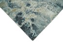 Modern Abstract Blue and Beige Hand Knotted 8x10 Bamboo Silk Rug