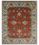 8x10 Brown, Ivory and Teal Hand Knotted Traditional Antique Turkish Wool Rug | TRDCP387810