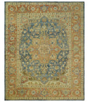 8x10 Rust, Gray and Beige Traditional Vintage Style Hand Knotted Wool Area Rug