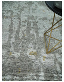 8x10 Silver and Charcoal Modern Abstract Handmade Wool Area Rug