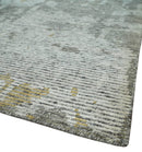 8x10 Silver and Charcoal Modern Abstract Handmade Wool Area Rug