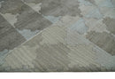 8x10 Silver and Gray Ikat design Handmade Art Silk Area Rug