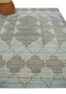 8x10 Silver and Gray Ikat design Handmade Art Silk Area Rug