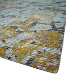 8x10 Silver, Charcoal and Gold Modern Abstract Handmade Wool and Art Silk Area Rug