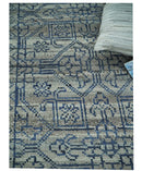 8x10 Hand Knotted Silver and Blue Traditional Persian Area Rug
