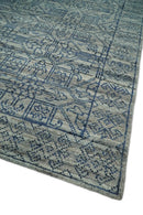 8x10 Hand Knotted Silver and Blue Traditional Persian Area Rug