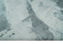 8x10 Silver, Ivory and Charcoal Modern Abstract Hand Loomed Art Silk Area Rug