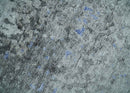 8x10 Silver, Ivory and Charcoal Modern Abstract Handmade Bamboo Silk Area Rug