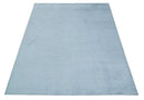 8x10 Solid Plain Blue, Silver Hand Loomed Modern Scandinavian Art Silk Loop Cut Area Rug