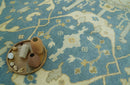 8x10 Teal, Olive and Beige Hand Knotted Traditional Oriental Oushak wool area rug