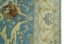 8x10 Teal, Olive and Beige Hand Knotted Traditional Oriental Oushak wool area rug