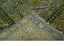 8x10 Traditional Floral Green and Blue Hand Knotted wool area rug