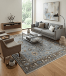 8x10 Traditional Gray and Brown Antique Style Floral Hand knotted Wool Area Rug
