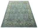 8x10 Traditional Hand Knotted Blue and Ivory Hand Knotted wool area Rug