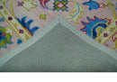 8x10 Vibrant Colorful Pink, Olive and Blue Oriental Oushak Hand Tufted area rug