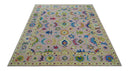 8x10 Vibrant Colorful Pink, Olive and Blue Oriental Oushak Hand Tufted area rug