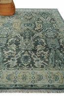 8x10 Wool Traditional Gray and Silver Antique Colorful Hand knotted Oushak Area Rug | TRDCP1328810S