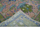 8x10 Wool Traditional Peach, Green and Blue Hand knotted Oushak Area Rug