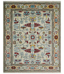 8x10 Wool Traditional Persian Blue and Ivory Hand knotted Oushak Area Rug | TRDCP788810