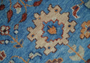 8x10 Wool Traditional Persian Blue and Ivory Vibrant Colorful Hand knotted Oushak Area Rug | TRD2741810S