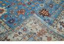 8x10 Wool Traditional Persian Blue and Ivory Vibrant Colorful Hand knotted Oushak Area Rug | TRD2741810S