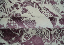 8x11 Beige and Dark Purple Modern Abstract Hand Knotted Wool Area Rug