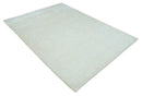 8x11 Beige and Silver Hand Woven and Carved Modern Art Silk Area Rug