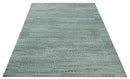 8x11 Contemporary Texture Blue, Silver and Green Hand knotted wool Area Rug