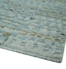 8x11 Contemporary Texture Blue, Silver and Green Hand knotted wool Area Rug