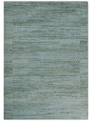 8x11 Contemporary Texture Blue, Silver and Green Hand knotted wool Area Rug